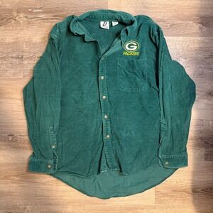 Dynasty‎ Green Bay Packers Corduroy Button Up Shirt Men's L NFL Football